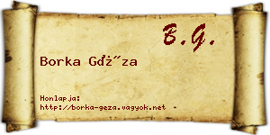 Borka Géza névjegykártya