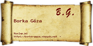 Borka Géza névjegykártya