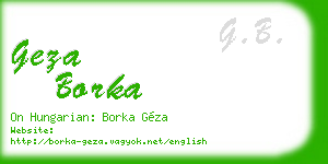 geza borka business card